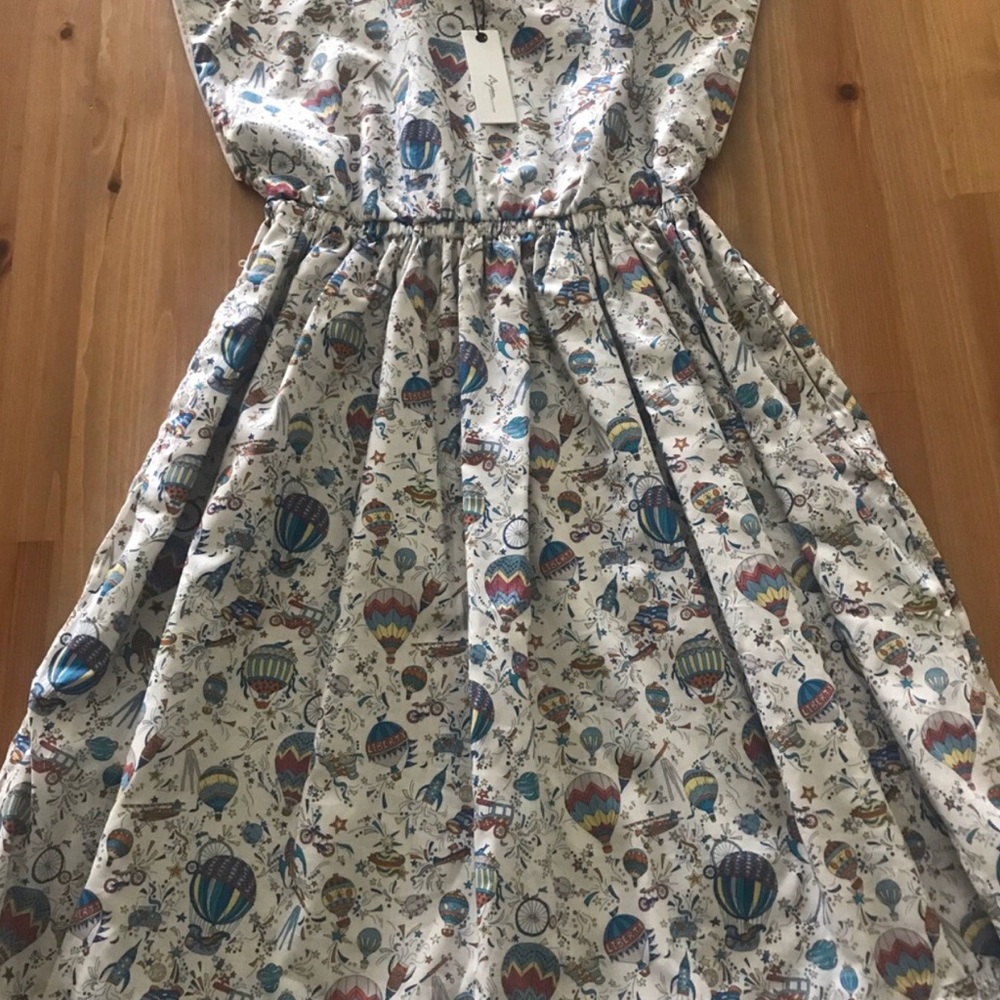 Bijou Sauvage Girls Cream Hot Air Balloon Print Dress NWT Size 10